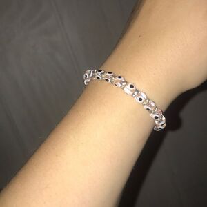 Baby pink evil eye bracelet with crystals